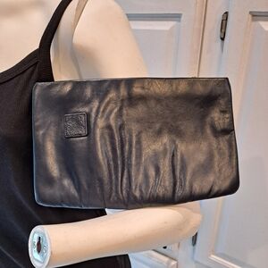 Mardane USA Elegant Navy Blue Leather Clutch Vintage 80s